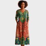 Klara - Duga haljina s vintage cvjetnim printom