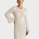 Adela - Pletena haljina s volanima i vezicom