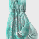 Tirkizna Haljina s Uzorkom Morske