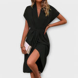 Serena – Elegantna i udobna midi wrap haljina