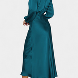 Marija Maxi Haljina s Visokim Ovratnikom i Cvjetnim Detaljima