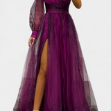 Natalija Maxi Haljina od Chiffona s Otkritim Ramenom i Voluminousom Ruzom