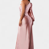 Gabrijela Asimetrična Haljina s Draperijom na Jednom Ramenu